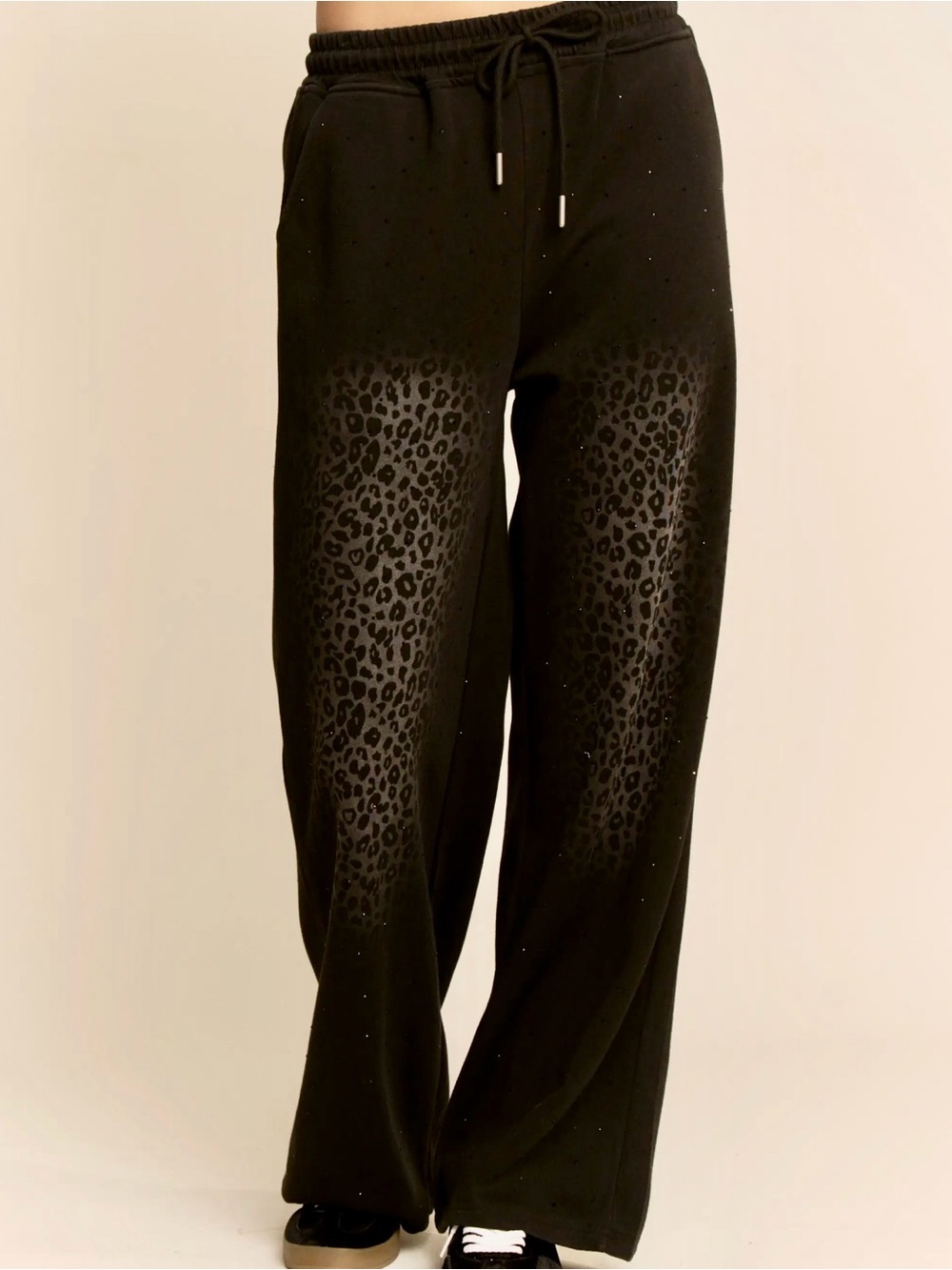 Leopard Studded Ombre Knit Wide-Leg Pants